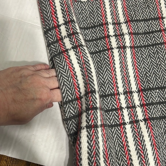 Ellison Jacket plaid tweed trendy front button cream gray sz Large lined - Picture 10 of 10